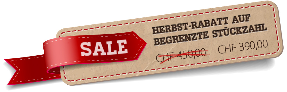 Rabatt Sale Tag Herbstrabatt 390.- statt 450.-